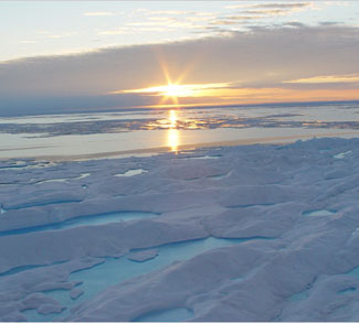 Sun setting in the Arctic