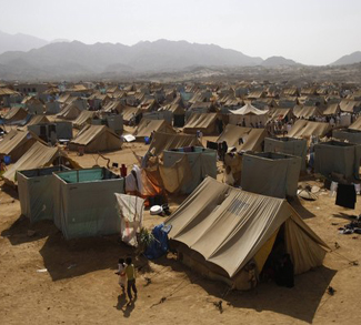 View of al-Mazraq camp in the western Yemeni province of Hajjah