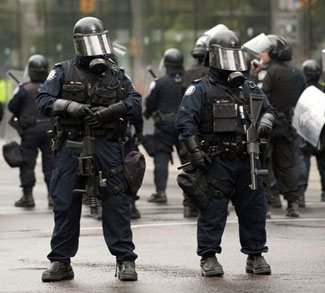 Canadian Police stand guard at G20