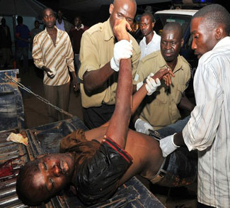 Injured man in Kampala Attack