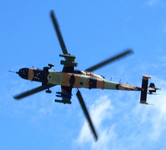 View underneath helicopter