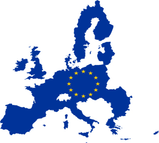 EU symbol on map