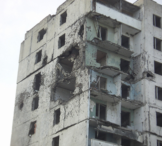 Bomb damaged building