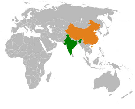 China and India political map