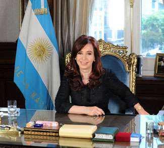 Argentinian President and Argentinian flag