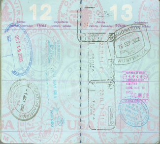 Visa Stamps in Australian Passport
