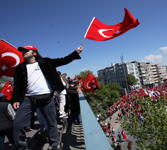 A rally against Turkish president Erdogan