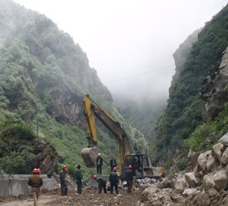 Construction on the China-Nepal Friendship Highway, cc Steve Hicks
