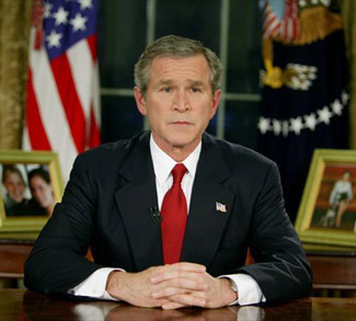 Bush announcing Iraqi Freedom, cc wikicommons