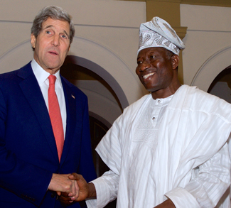 Nigeria President Goodluck Jonathan and John Kerry, cc Glen Johnson