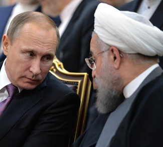 Russia President Putin and Iran President Rouhani discuss the Syria civil war at a summit.