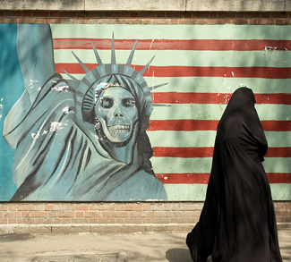 infamous anti-US Iran mural, cc Flickr Kamyar Adl, modified, https://creativecommons.org/licenses/by/2.0/