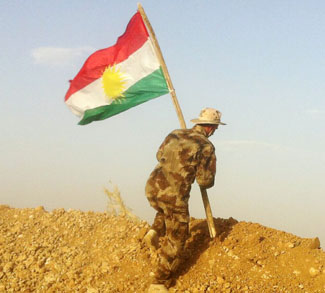 Kurdishflag, cc Flickr Kurdishstruggle, modified, https://creativecommons.org/licenses/by/2.0/