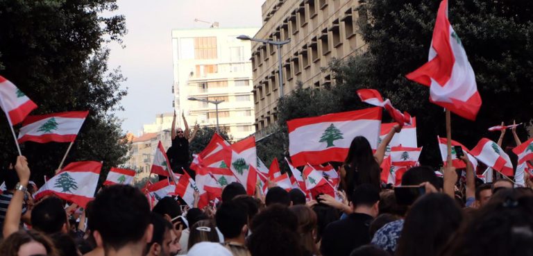 Beirut Protests, modified, cc Shahen Araboghlian, Wikicommons, https://commons.wikimedia.org/wiki/File:Beirut_protests_2019_-_1.jpg